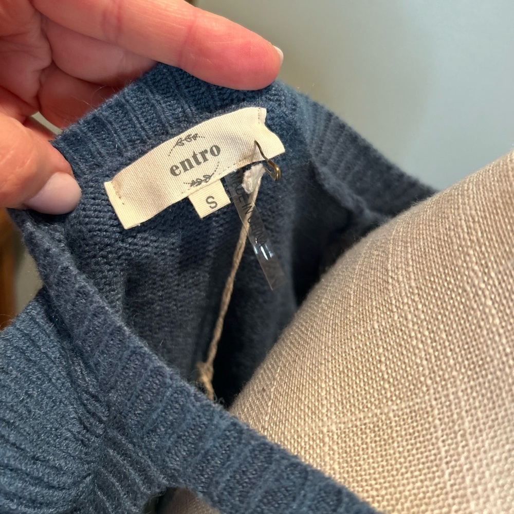Entro Teal Ruffle Trim Sweater - Picture 4 of 6
